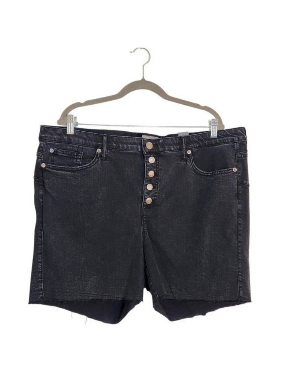 Torrid Black Distressed High Rise Denim Shorts Size 22 NWT